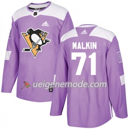 Herren Eishockey Pittsburgh Penguins Trikot Evgeni Malkin 71 Adidas 2017-2018 Lila Fights Cancer Practice Authentic